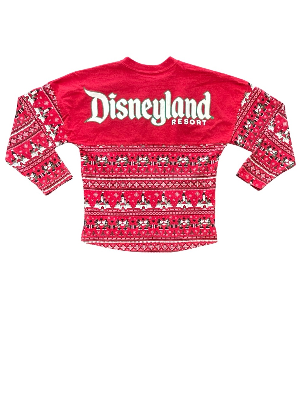 Disneyland Christmas Spirit Jersey Youth Medium M Holiday Fair Isle Red Castle